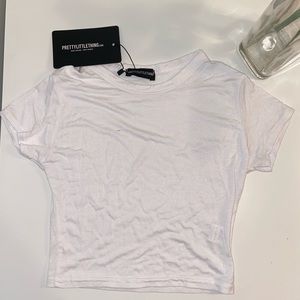 Basic white short sleeve crop t shirt